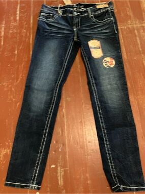 Amethyst Jeans Dark Blue Distressed Skinny Jeans